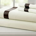 400 Thread Count 100% Cotton 4 pc sheet set with satin band White/Gray