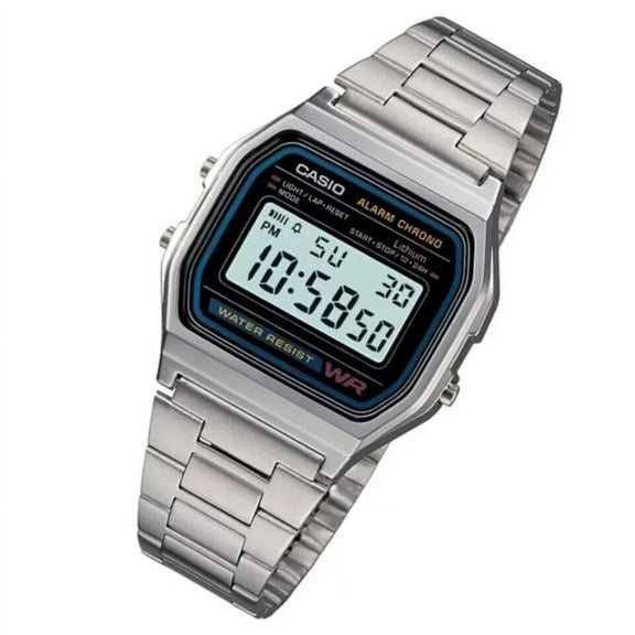 NEW CASIO Retro Classic Unisex Digital Steel Bracelet Watch A158WA-1YES Silver