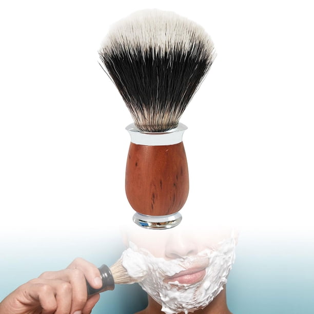 Brocha de afeitar para hombre, mango de madera, brocha de afeitar para peluquería, espuma rápida, ergonómica, portátil, hecha a mano, limpieza de , marrón Yinane Brocha de afeitar
