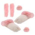 thumbnail image 3 of 1 juego de forros cálidos para zapatos, pantuflas de felpa con bandas y pompón para zapatos, plantillas de repuesto para invierno, color rosa, talla 38-39, 3 of 8
