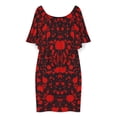 thumbnail image 3 of Blood Black And Red Horror Women's Off The Shoulder Ruffles Summer Wedding Guest Loose Casual Party Beach Dress, 3 of 9
