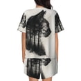 thumbnail image 6 of Fuzoiu Double Exposure Cat Forest Print Women's Short-Sleeved Pajama Set,Lounge Sleepwear Set,Womens Pajama Sets 2 Piece,Button-Up Top and Shorts with Pockets-XX-Large, 6 of 7