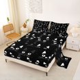 thumbnail image 2 of Manfei Funny Cat King Sheets, Kawaii Graffiti Animal Bedding, Black White, 4-Piece, 1 Flat Sheet, 1 Fitted Sheet and 2 Pillowcases, 2 of 6