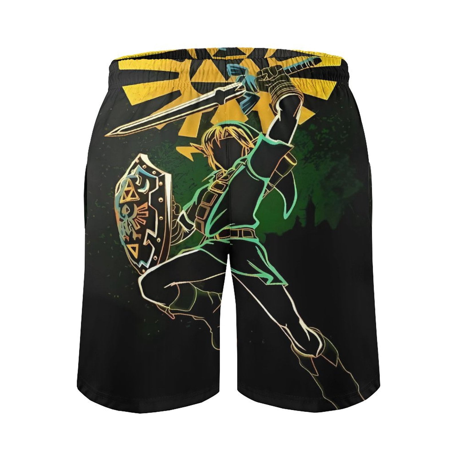 The Legend of Zelda Men's Shorts Quick Dry 3D Printed Beach Men's Swim Trunks with Pockets Mesh Lining Bathing Beachwear M