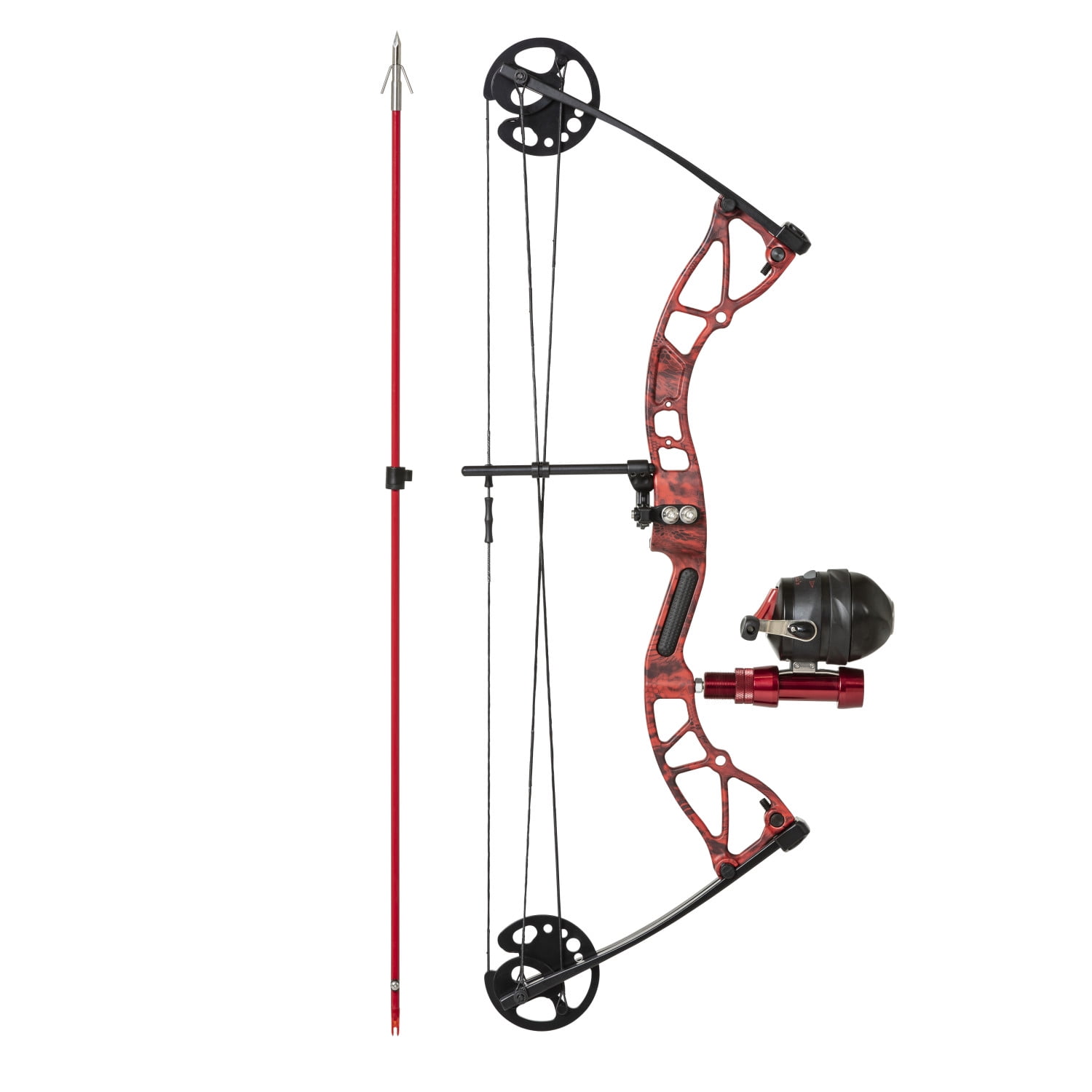 Cajun Bowfishing Shore Runner Compound Bowfishing Bow Ready to Fish Kit with Arrow Rest, Bowfishing Reel, Reel Seat, Blister Buster Finger Pads, ...