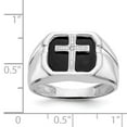 thumbnail image 5 of Solid 14k White Gold Men's Cross Ring Band with CZ Cubic Zirconia Size 9, 5 of 6