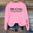 thumbnail image 2 of AWZXDE Women's Casual Solid Color Crewneck Pullover Sweatshirt with Letter Print, Daily Street Style Outfits Pink,M, 2 of 3