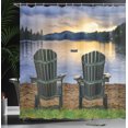 thumbnail image 4 of Ambesonne Beach Shower Curtain, Lakeside at Sunset Park, 69"Wx84"L, Navy Green, 4 of 5
