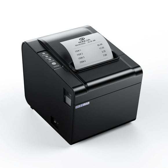 Rongta Imprimante de Reçus, Imprimante Thermique 80mm ESC/POS, Imprimante de Cuisine de Restaurant avec Support de Coupe Automatique et Tiroir-Caisse, Reçus Ethernet Prin