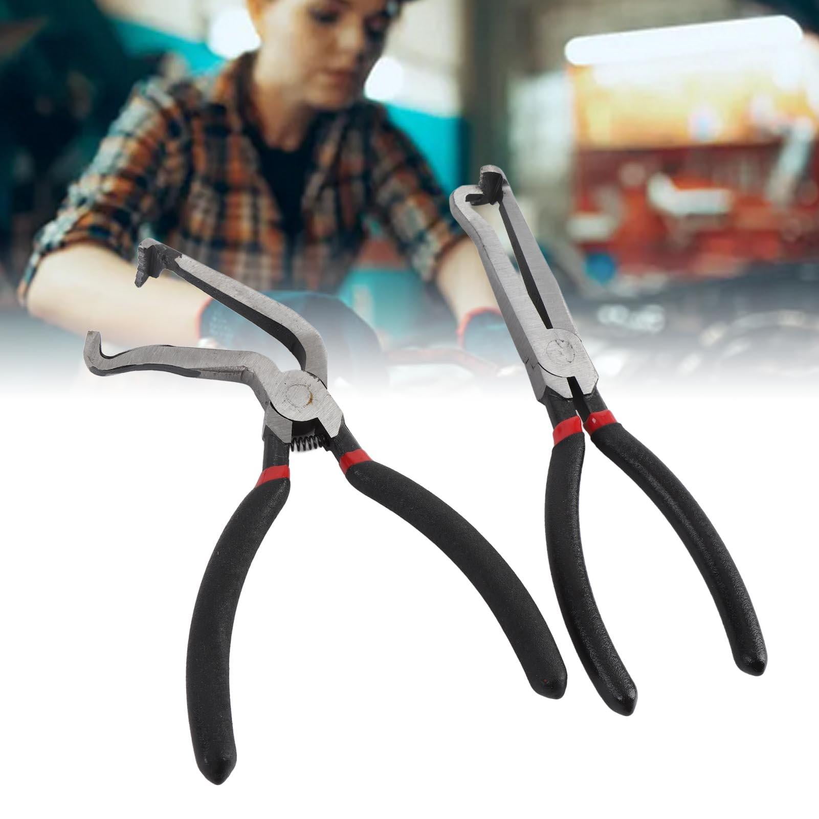 YAHHU 2‑Pack Electrical Disconnect Pliers – Straight & 60° Bend, High‑Heat Insulated Carbon Steel, Non‑Slip Grip, Ideal for Vehicle Wiring & Pipe Maintenance