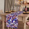thumbnail image 2 of Purple Blue Leaves Table Runner Stained Glass Botanical Leaf Branches Tablerunners 13 x 70 Inch, Table Decorations Tabletop Scarf for Summer Gathering Holiday Farmhouse Kitchen Dining Decor, 2 of 8