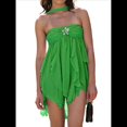 thumbnail image 3 of Vestido Mini Ajustado con Volantes, Estampado, Sin Mangas y Espalda Descubierta para Mujer. Verde S, 3 of 10