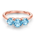 thumbnail image 3 of Gem Stone King 18K Rose Gold Plated Silver Swiss Blue Topaz Engagement Ring for Women | 2.30 Cttw | Round 6MM | Gemstone November Birthstone | Size 6, 3 of 6