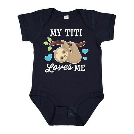 

Inktastic My Titi Loves Me with Sloth and Hearts Gift Baby Boy or Baby Girl Bodysuit