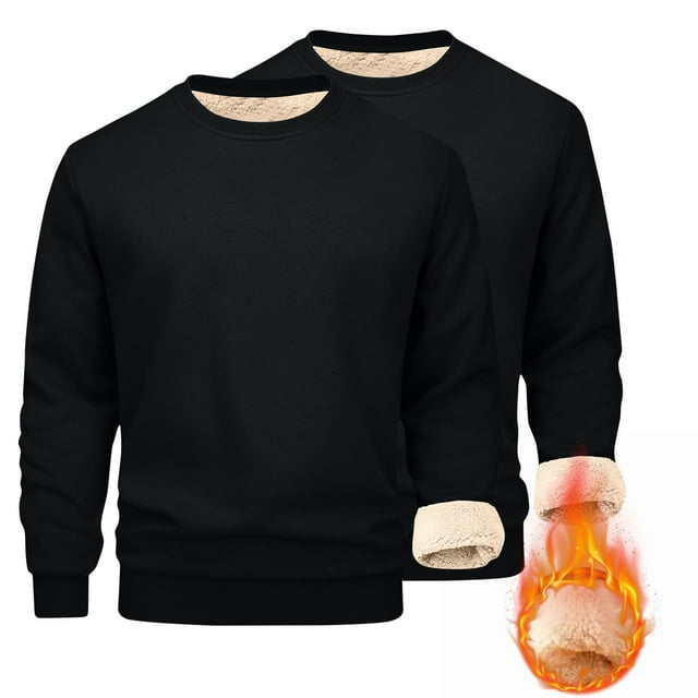 Styesk Chemises pour Hommes Mode Décontractée Chaleur Couleur Unie Manches Longues Col Rond
