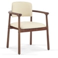 thumbnail image 5 of JERFIT 2-Pack Dining Chairs with PU Cushion, Rubber Wood Frame, Upholstered Side Chairs for Kitchen, Dining Room, Home Office, Beige and Dark Walnut, 5 of 9
