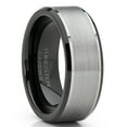 thumbnail image 5 of Metal Masters Mens Tungsten Carbide Wedding Band Flat Top Brushed Two-Tone Black Ring 8mm 7.5, 5 of 7
