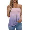 thumbnail image 2 of Homenesgenics Tank Tops for Women Plus Size Fashion Women's Summer Casual Gradient Printed Pleated Strapless Bra Tank Tops Pink L, 2 of 5