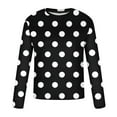 thumbnail image 3 of ZCFZJW Mens Fashion T-Shirts Polka Dot Print Fall Long Sleeve Crewneck Sweatshirts Loose Regular Fit Casual Graphic Athletic Tees Tops Black XXXXXL, 3 of 4