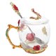thumbnail image 1 of 1 juego de vaso de leche de vidrio, vaso de vidrio con tapa, vaso de leche con tapa, vaso de agua transparente, taza de té con tapa, taza de té, taza con tapa, cuchara, taza de café con flores, 1 of 8