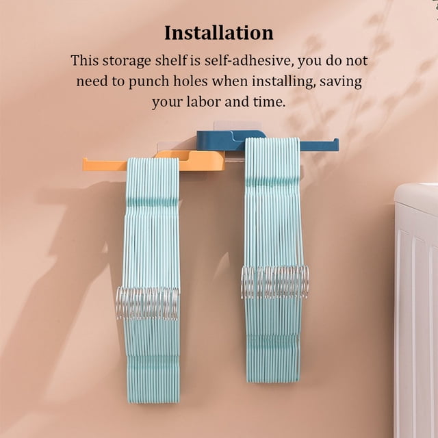 fastboy Hanger Storage Rack Self-adhesive Wall Organization Towel Holder Waterproof Bathroom Bedroom Drying Organizer Accessory Blue