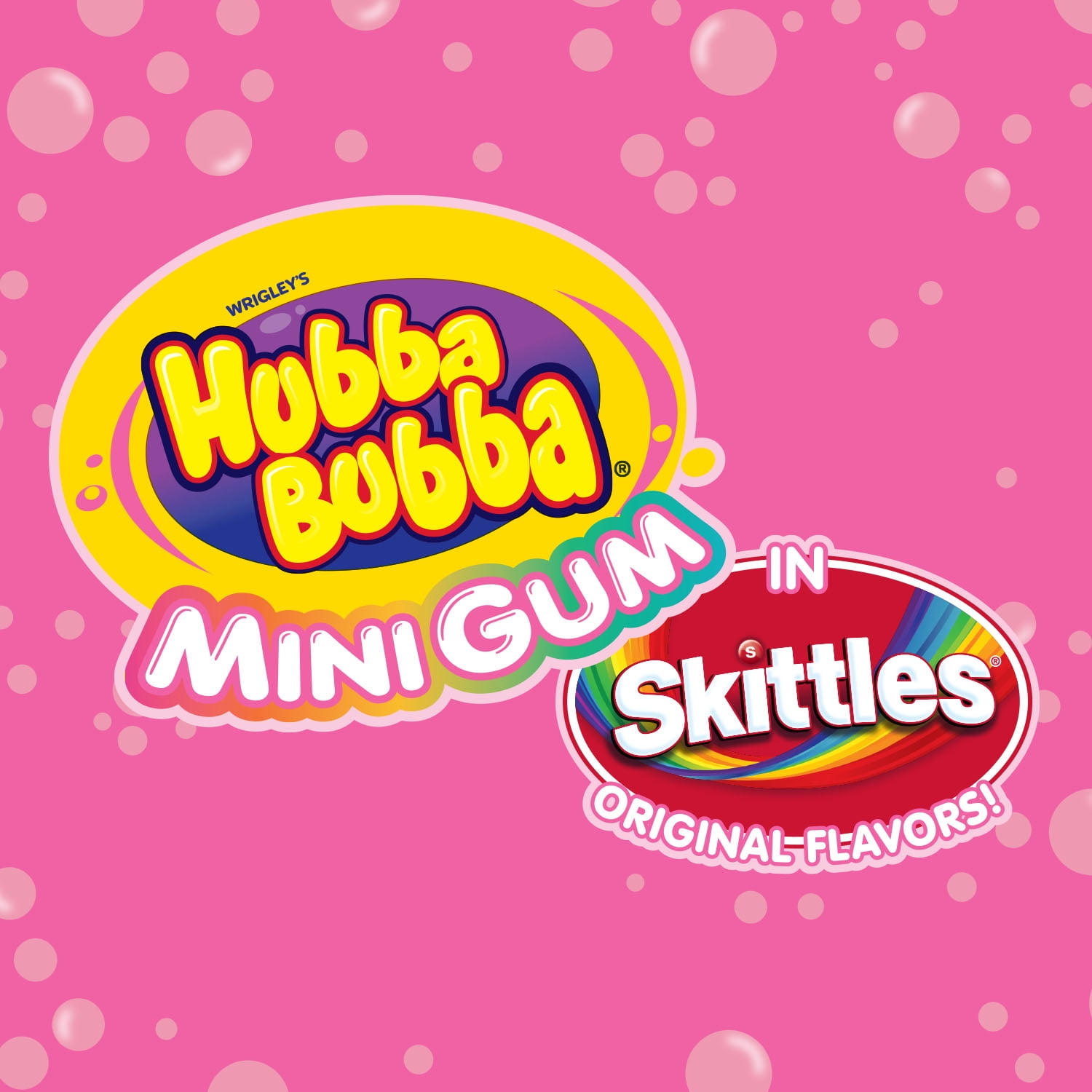 (3 pack) Hubba Bubba Minis Skittles Flavored Bubble Gum - 120 Pieces Resealable Bag