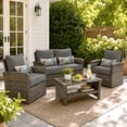thumbnail image 4 of Aoodor 23"x26" Patio Chair Cushions Set, Memory Foam Outdoor Seat Cushions (Set of 2 Seats, 2 Backs, 2 Lumbar Pillows)- Charcoal, 4 of 10