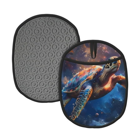 

Naloa Night Sky Turtle Silicone Pot Holders Oven Mitts Heat Resistant Hot Pads Non Slip Pot Holder for Kitchen Baking and Cooking 9.4 x 7.5 Inches