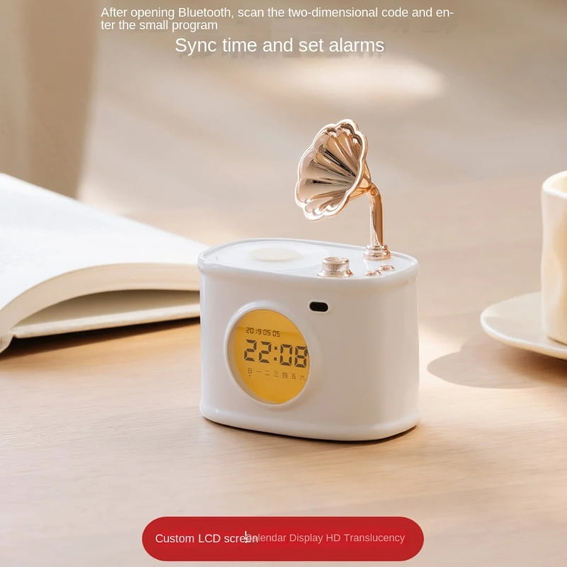 Bluetooth Speaker Retro Clock Alarm Clock Calendar with Display Desktop Home Decor Creatives Gift Small Speaker B