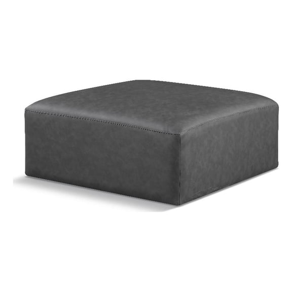 Meridian Furniture Cube Charcoal Grey Vegan Leather Ottoman