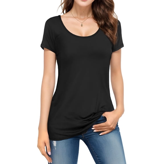 Weardear Blouses for Women Dressy Casual Tops Pleated Ruffle Short Sleeve T-Shirts Summer Loose V Neck Tunic Top