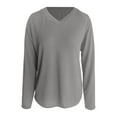 thumbnail image 4 of Womens Long Sleeve Tops Women's Solid Color Sweatshirt Women's Casual Long Sleeve V Neck Sweatshirt Soft Ribbed Knit Pullover Tops For Everyday Wear Comfortable Stylish Basic Shirt, 4 of 6