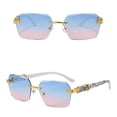thumbnail image 3 of Womens Mens Sunglasses Rimless Sunglasses Gradient Color UV Protection Sunnies Shades Sunglasses Unisex Pink, 3 of 4