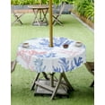 thumbnail image 4 of Hokiten Outdoor Tablecloths with Umbrella Hole & Zipper, Blue Pink Coral Round Tablecloth 54 Inch, Summer Coastal Beach Ocean Waterproof Table Cloth, Patio/Pool/Picnic Table Covers, 4 of 7