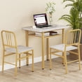 thumbnail image 2 of Gymax 3-Piece Rectangular Dining Table&Chairs Set Wooden Breakfast Nook w/Storage Rack White & Gold, 2 of 10