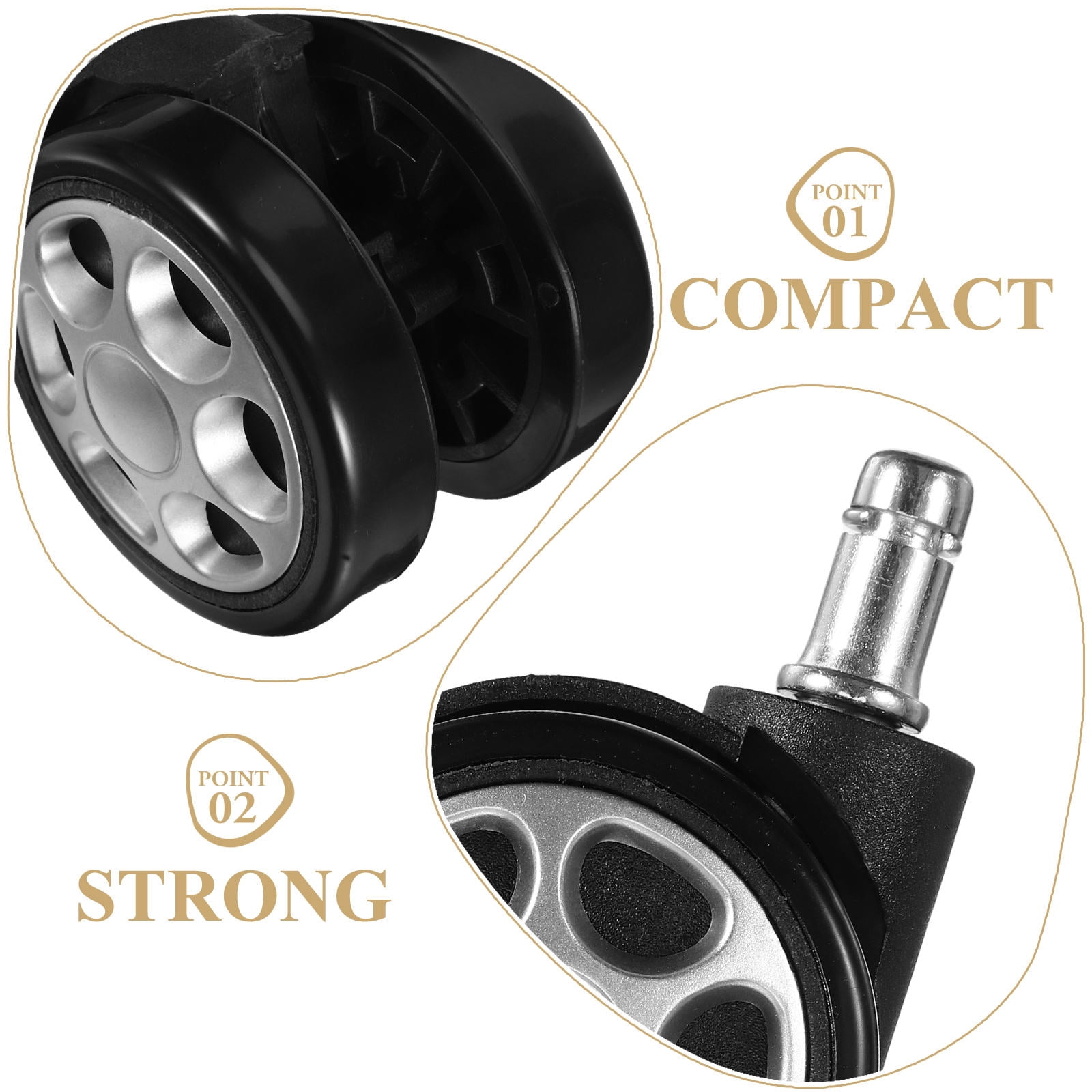 ETHZZLE Set of 5 Black Heavy Duty Office Chair Replacement Wheels with Locking Swivel Casters