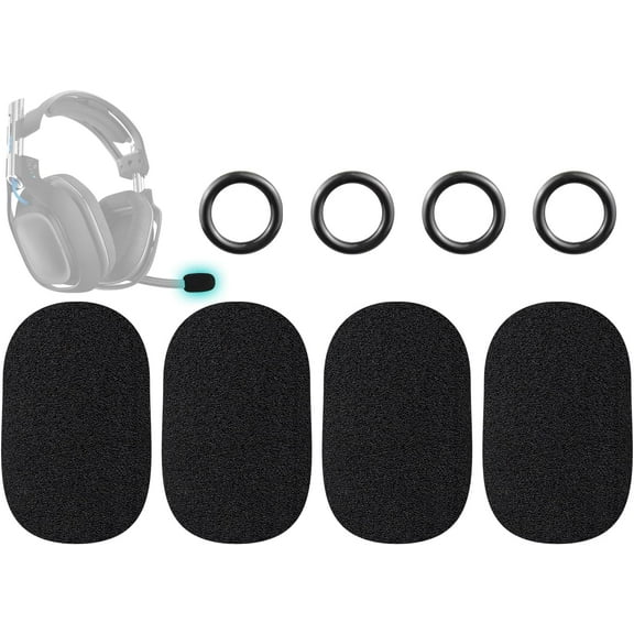 SOULWIT 4Pcs Microphone Cover for Astro A10 Gen 1/2, A20 Gen 1/2, A30/A30 Lightspeed, A40 Gen 1/2/TR, A50 Gen 1/2/3/4/5/X Headphones, Protective Mic Foam Cover Pop Filter Windscreen - Black