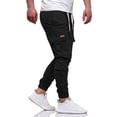 thumbnail image 4 of WTOBBY Men's Casual Comfortable Solid-color Cargo Pants, Sporty and Relaxed Fit Trousers with Functional Pockets, Ideal for Everyday Wear,Black L, 4 of 6
