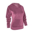 thumbnail image 2 of Women's Velour Athleisure Soft Hoodie Sweatshirt Winter Warm Pullover Hooded Long Sleeve Loose Sweatshirts & Hoodies Outwear, 2 of 8