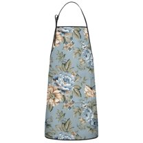 Pioneer Flower Floral Print Pattern Apron-Garden Aprons for Women with Pockets-Cotton Linen Waterproof Kitchen Cooking Gardening Aprons Adjustable for Kitchen,Cooking,BBQ and Salon 33x27 Inch