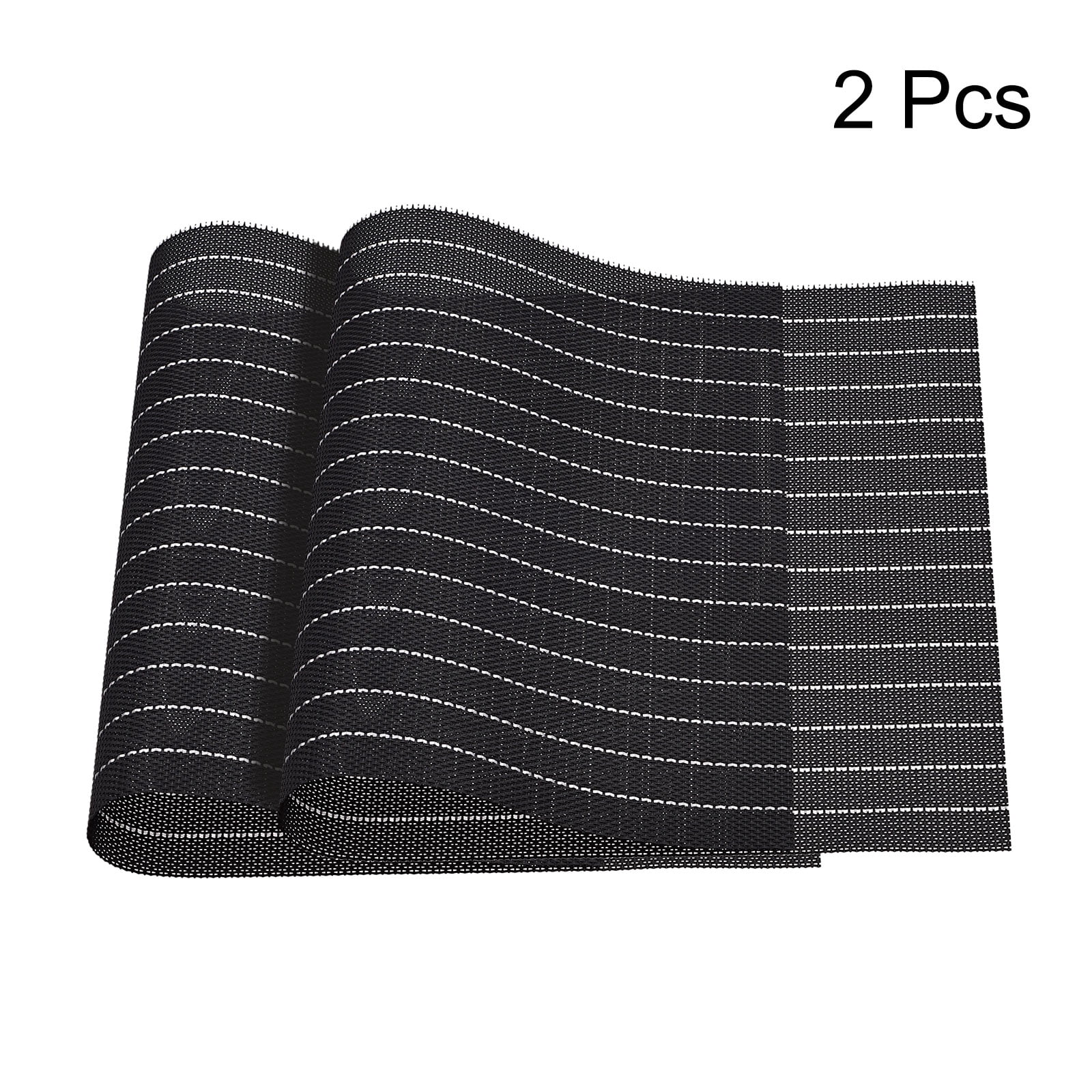Unique Bargains PVC Washable Woven Place Mats for Dining Tables Black 450x300mm 2 Pcs