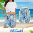 thumbnail image 2 of Shpwfbe Beach Shorts For Women Gym Shorts Women Women'S Casual Shorts Summer Comfy Beach Shorts Elastic Waist Floral Print With 2 Pockets Womens Pants Blue S, 2 of 8