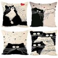 thumbnail image 1 of Set of 4 Cat Pillow Cases, Throw Cushion Cover Cotton Linen Pillowcase Home Decoration,45x45cm,Cat, 1 of 5