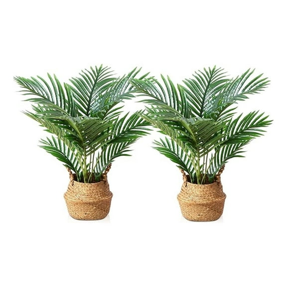 Fake Majesty Palm Plant 2Ft for Home Decor Indoor Small Faux Trees in Pot Fake Tropical Plants for Housewarming Gift 2Pack