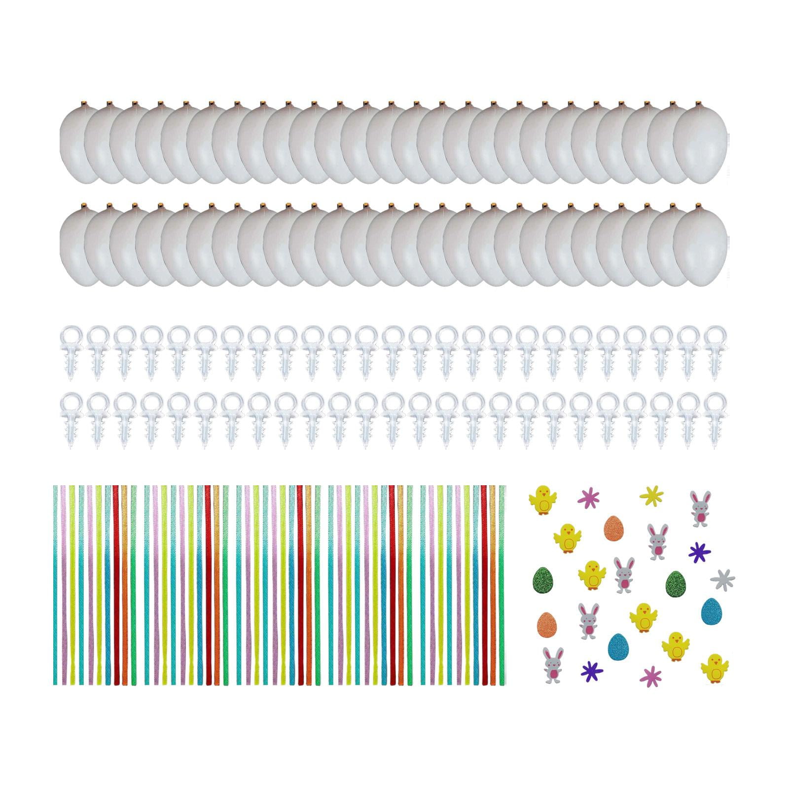 FVDPWYE 50 Pieces White Easter Eggs Decorating Set Easter Basket Fillers with Ribbon and White with Stickers