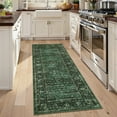 thumbnail image 3 of GlowSol 2'x6' Washable Runner Rug Floral Print Runner Rugs Soft Vintage Distressed Low Pile Non-Slip Bedroom Rugs for Kitchen Laundry, Green, 3 of 7