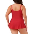thumbnail image 4 of Agnes Orinda Women's Plus Size One Piece Swimdress Tie Knot Side Adjustable Spaghetti Straps Tummy Control Bathing Suits Swimsuit 1X Red, 4 of 8