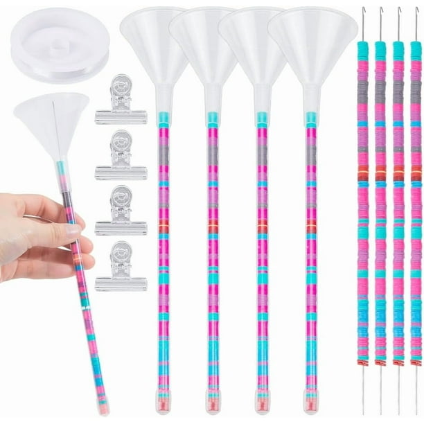 Kit de 4 embudos para abalorios, embudo transparente para abalorios, kit para hacer pulseras y collares de abalorios, kit para hacer joyas, kit de herramientas para abalorios