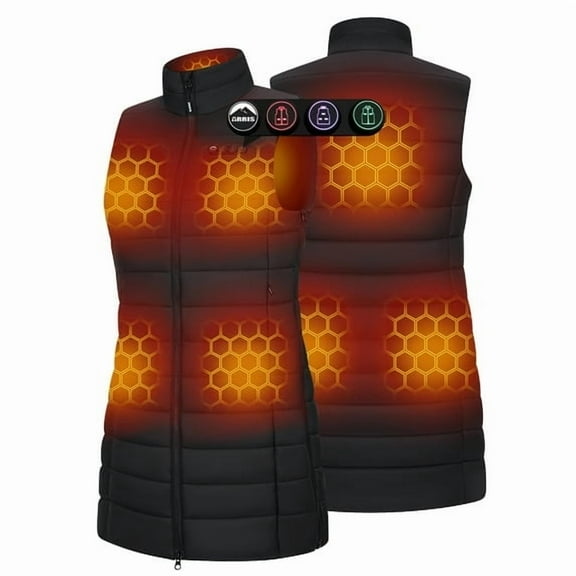 ARRIS Women Heated Vest with 7.4V Battery Size Adjustable Long Heating Clothing Black