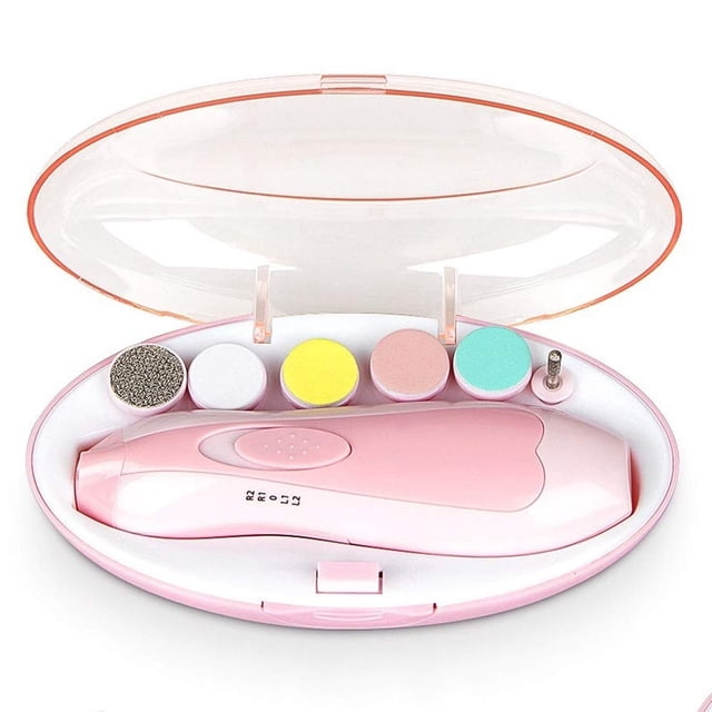 Electric Baby Nail Trimmer Set with Quiet Motor & Front LED Light-pink-